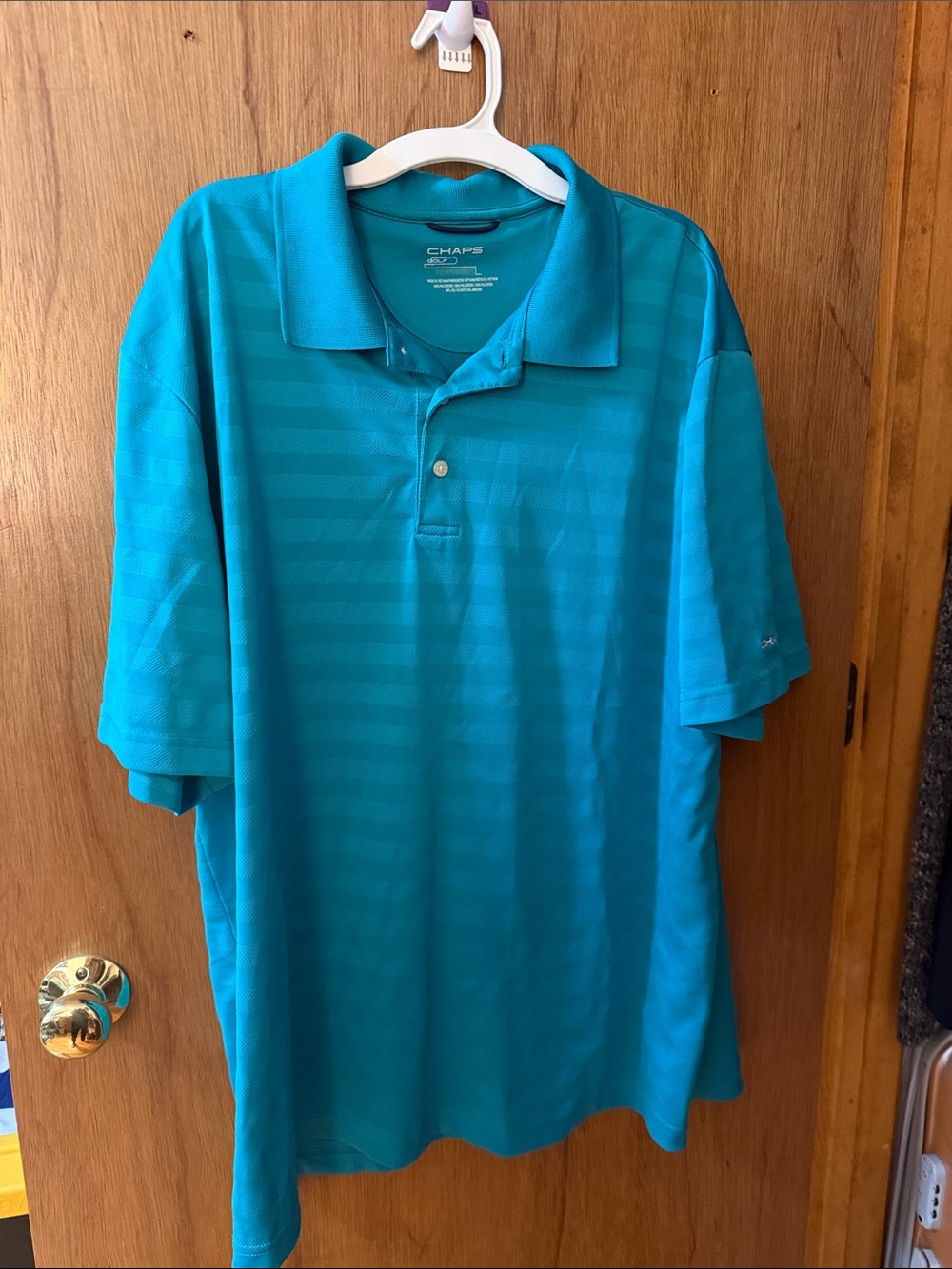 Chaps Men’s Teal Blue Striped Polo
